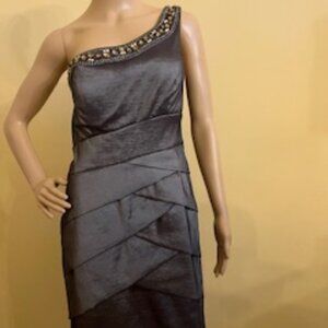 Dark Silver-Gray One Shoulder Cocktail Dress